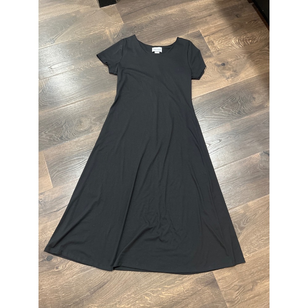 Anthony Richards Black Short Sleeve A Line Midi Dress Size SP